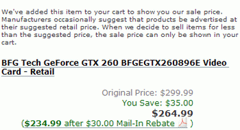 BFG GTX 260 for 234 $